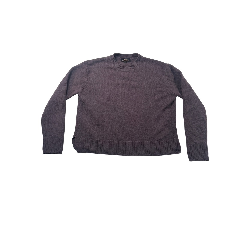 Quince Mongolian Cashmere Boxy Crewneck Sweater Deep Orchid Purple S - Picture 2 of 9